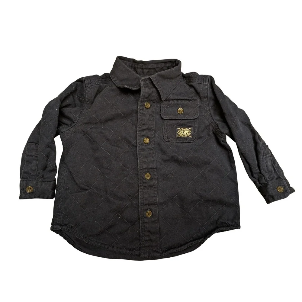 Ralph Lauren Quilted Shirt Jacket Shacket‎ Baby Boys 9M RLPC Patch Navy Blue